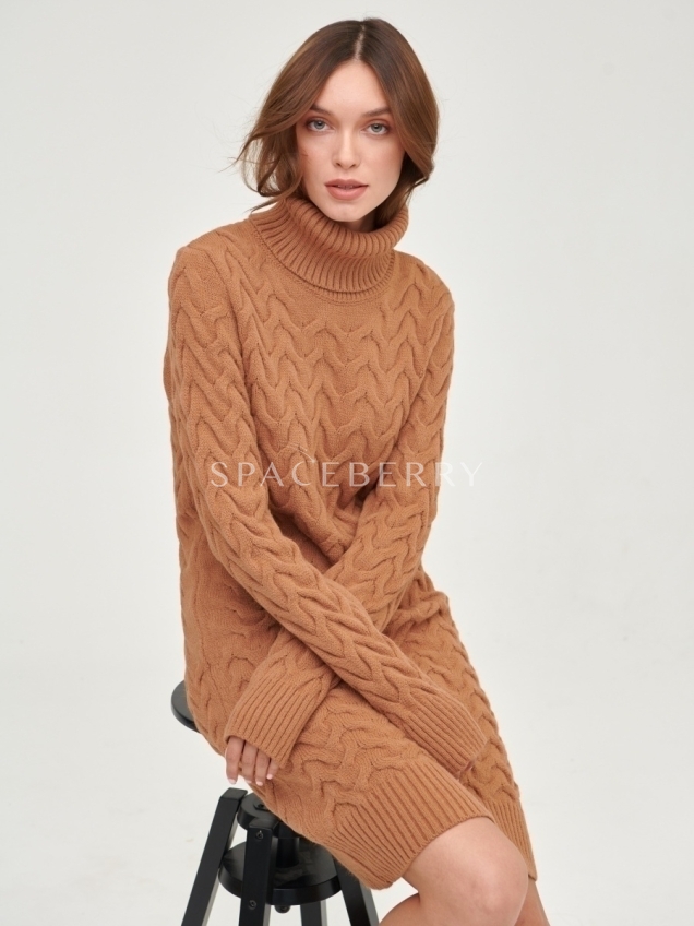 Женское теплое вечернее вязаное платье